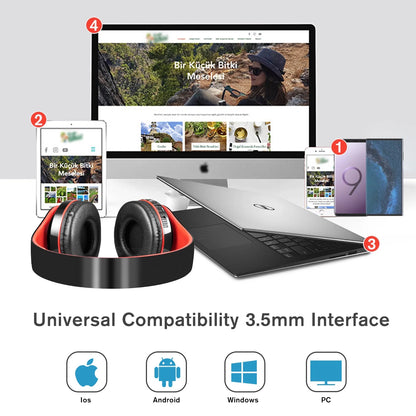 Bluetooth Headphones over Ear, LUXMO Wireless Noise Cancelling Headphones Foldable Stereo Headset with Mic, Rechargeable Headphones Handsfree Headphones for PC, Laptops and Smartphones
