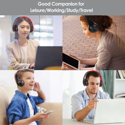 Bluetooth Headphones over Ear, LUXMO Wireless Noise Cancelling Headphones Foldable Stereo Headset with Mic, Rechargeable Headphones Handsfree Headphones for PC, Laptops and Smartphones