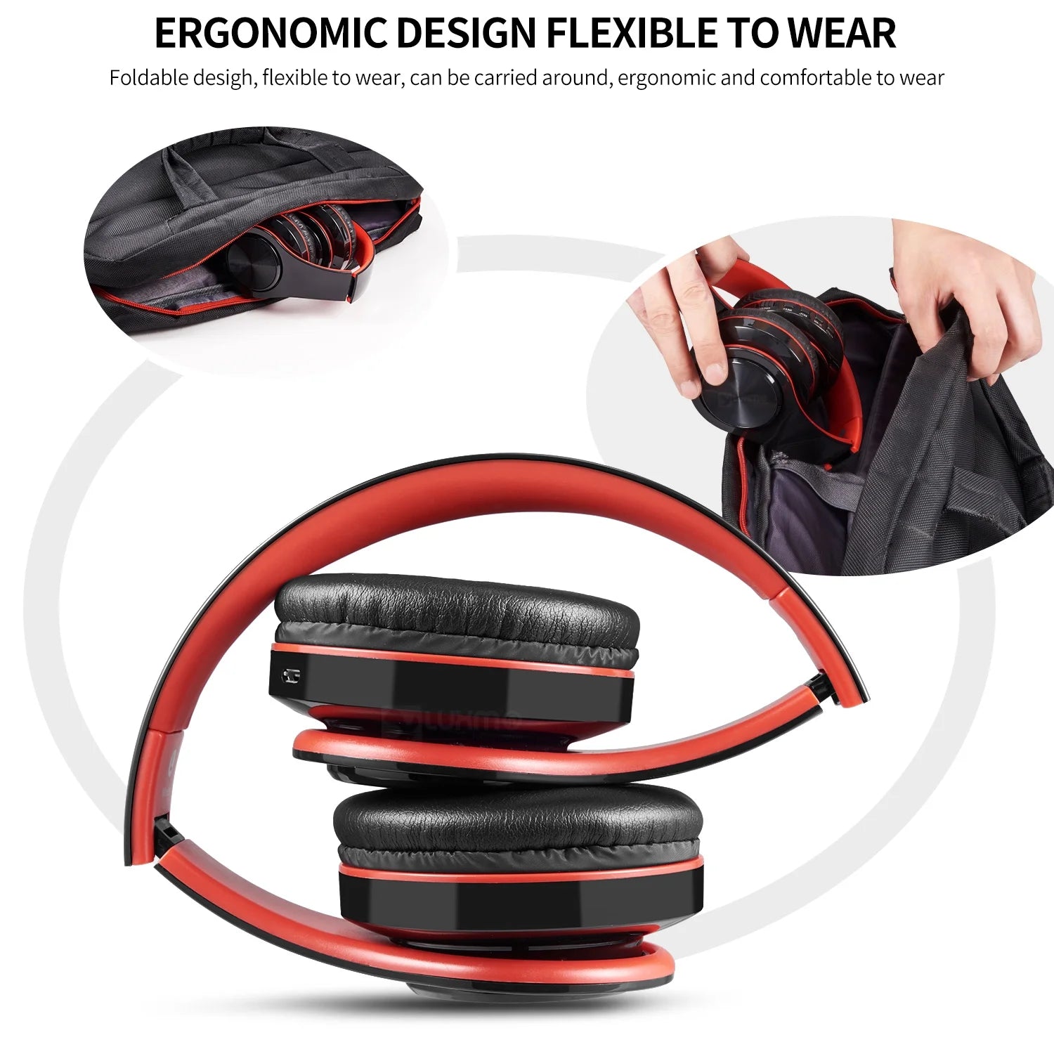 Bluetooth Headphones over Ear, LUXMO Wireless Noise Cancelling Headphones Foldable Stereo Headset with Mic, Rechargeable Headphones Handsfree Headphones for PC, Laptops and Smartphones