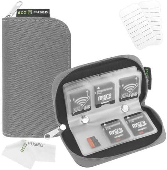 Memory Card Case - Fits up to 22X SD, SDHC, Micro SD, Mini SD and 4X CF - Holder with 22 Slots (Grey / 22 Slots - 1 Pack)