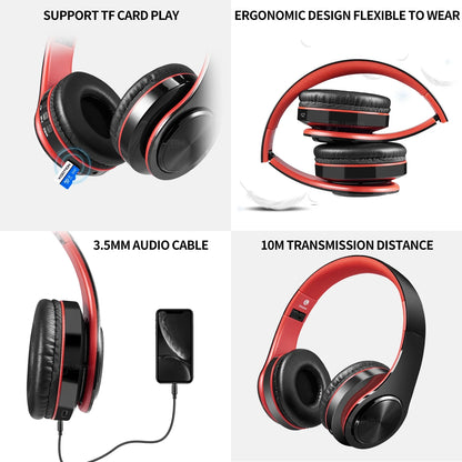 Bluetooth Headphones over Ear, LUXMO Wireless Noise Cancelling Headphones Foldable Stereo Headset with Mic, Rechargeable Headphones Handsfree Headphones for PC, Laptops and Smartphones