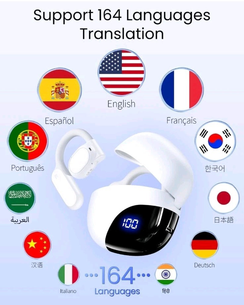 AI Translation Earbuds Real-Time 164 Language Translator 80H Playtime Wireless